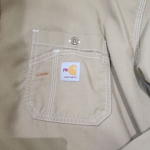 Carhartt® Men's FR Force Lightweight Button Down Size 4X tall - Picture 2 of 7